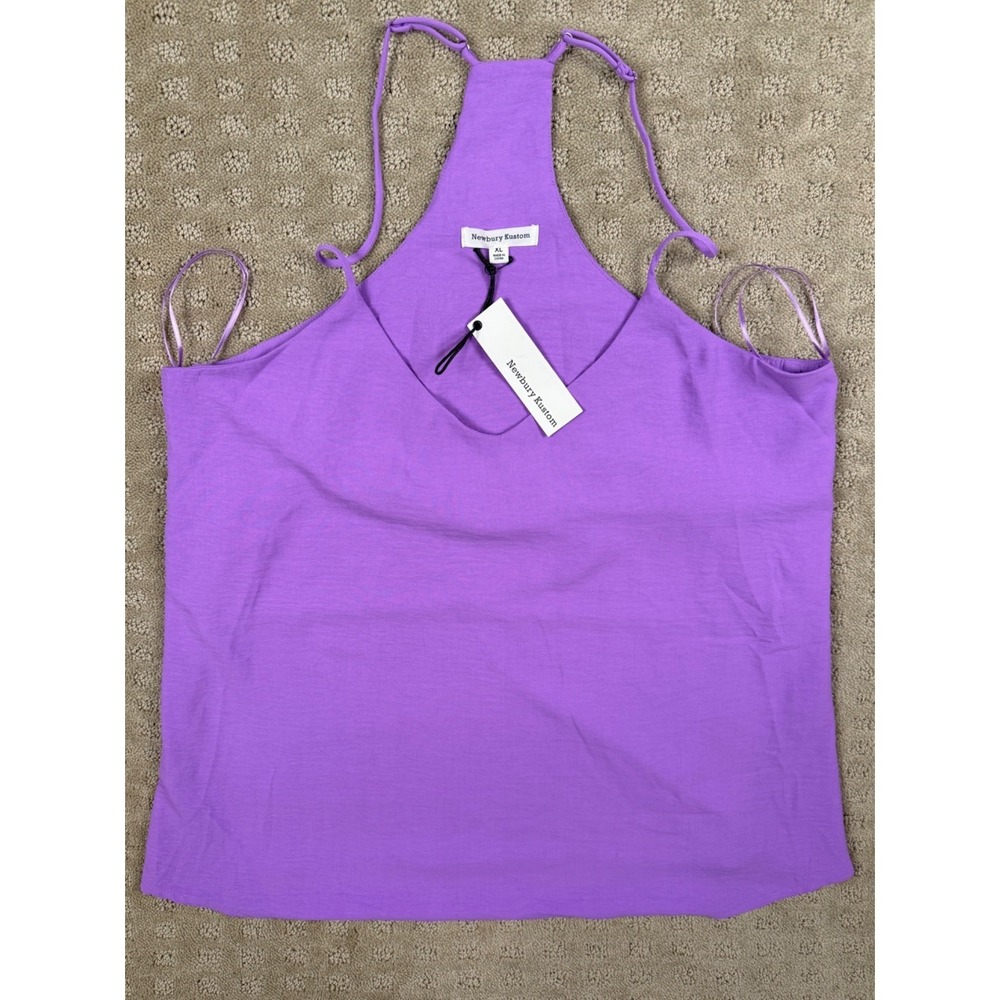 NWT Women's Newbury Kustom Purple Adjustable Thin Strap Tank Top Racer XL #1305